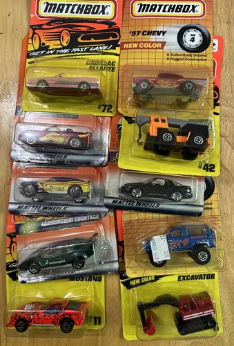 Lot Of 10 Vintage Matchbox 1990’s Die-Cast Cars Trucks Excavator NIP