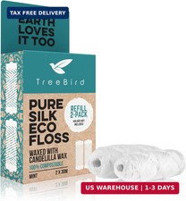 TreeBird Pure Silk Eco Floss Refills  Pack of 2 x 33yd Silk Dental Floss Spools