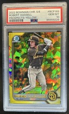 2022 Bowman Chrome Sapphire Robert Hassell Prospects Refractor Yellow /50 PSA 10