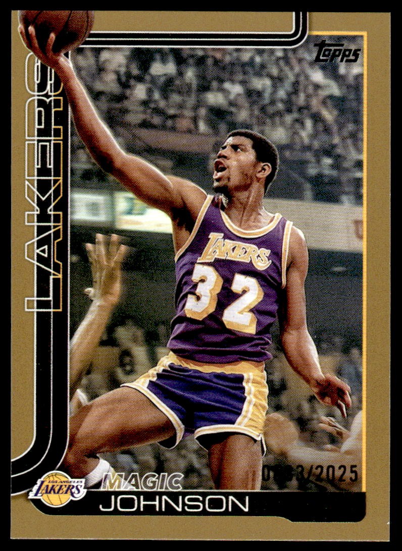 2025-26 Topps Magic Johnson #255 Gold Parallel #'d 0833/2025 Los Angeles Lakers