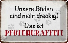 Blechschild 20x30 cm Hund Boden Pfotengraffiti Tier Haustier Deko Geschenk Metal