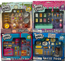 Lot of 4 Teeny Tinies High Tea, Greek Food, Lunch Box, Sweets Teeny Playsets NIB