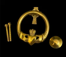 Solid Brass Irish Claddagh Celtic Cross Door Knocker - NEW Without Tags - NWOT