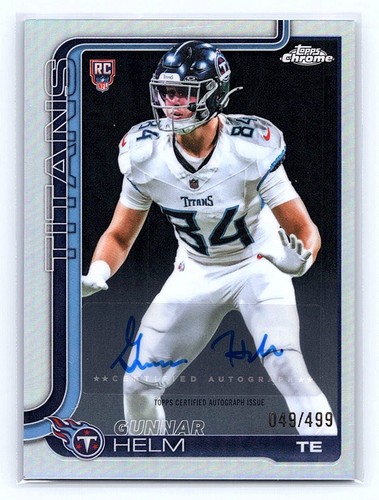 Gunnar Helm 2025 Topps Chrome Chrome Rookie Autographs Refractor #RA-GH SN