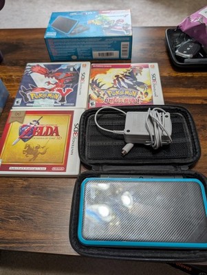 Nintendo 2DS XL Console Bundle w/ Charger Case + Pokemon & Zelda 3DS Games