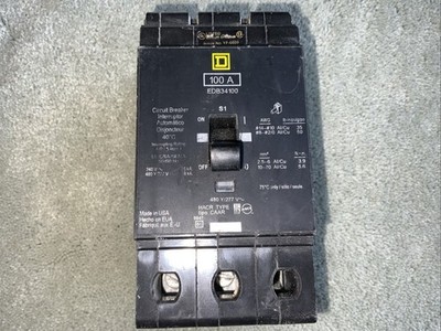 Square D EDB34100 Circuit Breaker 100A 480V 3-Pole