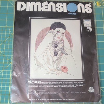 Dimensions Fancy Clown Crewel Embroidery Kit Circus Theme Fabric Needle Thread