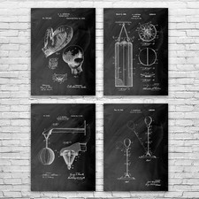 Boxing Patent Wall Art Set of 4 Poster, Canvas or Framed Boxing Posters
