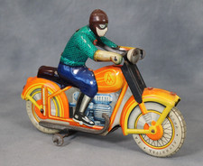Vintage 1950s USSR Tin Litho Clockwork Motorcycle Russian Motorbike Toy Working