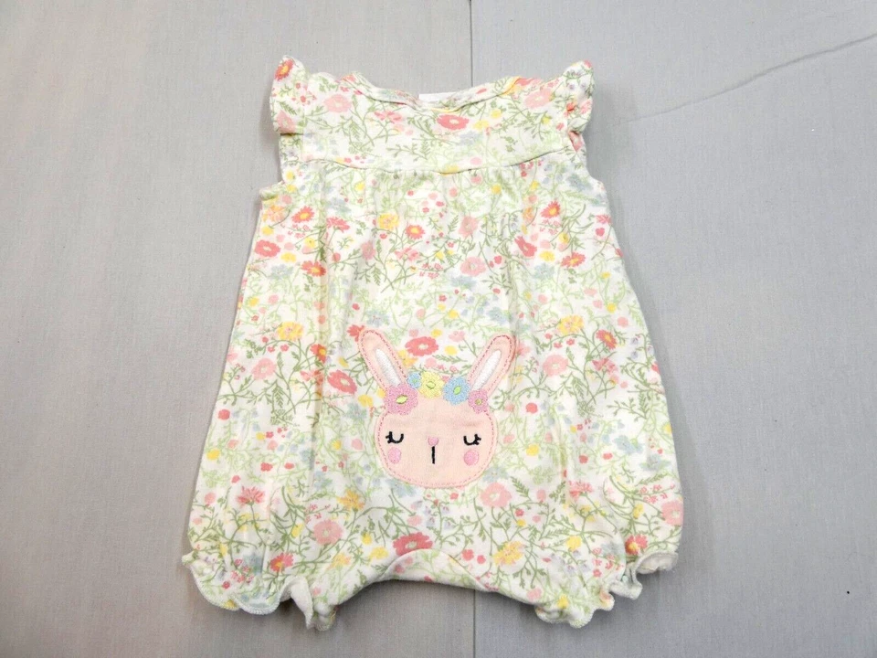 Mameluco Laura Ashley Bebé Niñas Conejito de Pascua Floral Lazo Acento Talla 6-9M. Deshilachado Foto 2 de 4