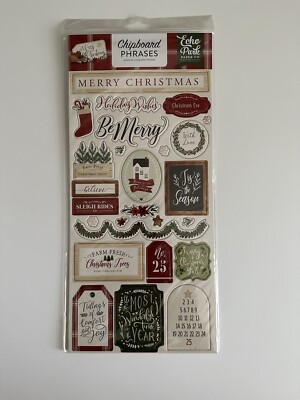 Christmas Eve Merry Home Love Holiday Echo Park Cozy Christmas Chipboard Phrases