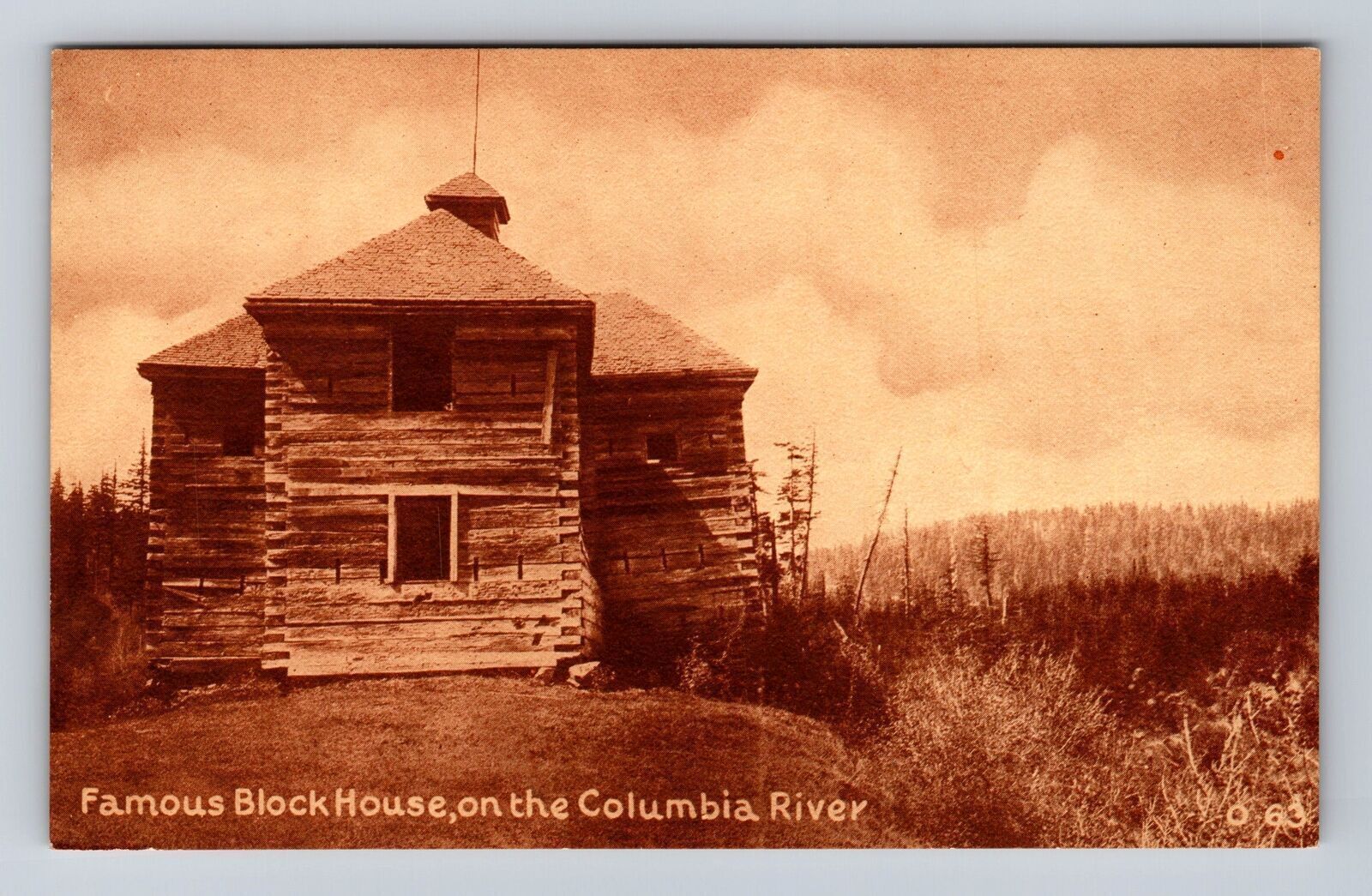 Vintage postcard of Columbia River BC Canada historic Block House