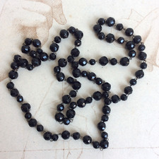 Ancien Collier Sautoir Perles de Jais - Jet Pearls Necklace