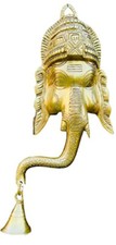 QT - Suspension murale en laiton Ganesha avec cloches pour décoration intérieure