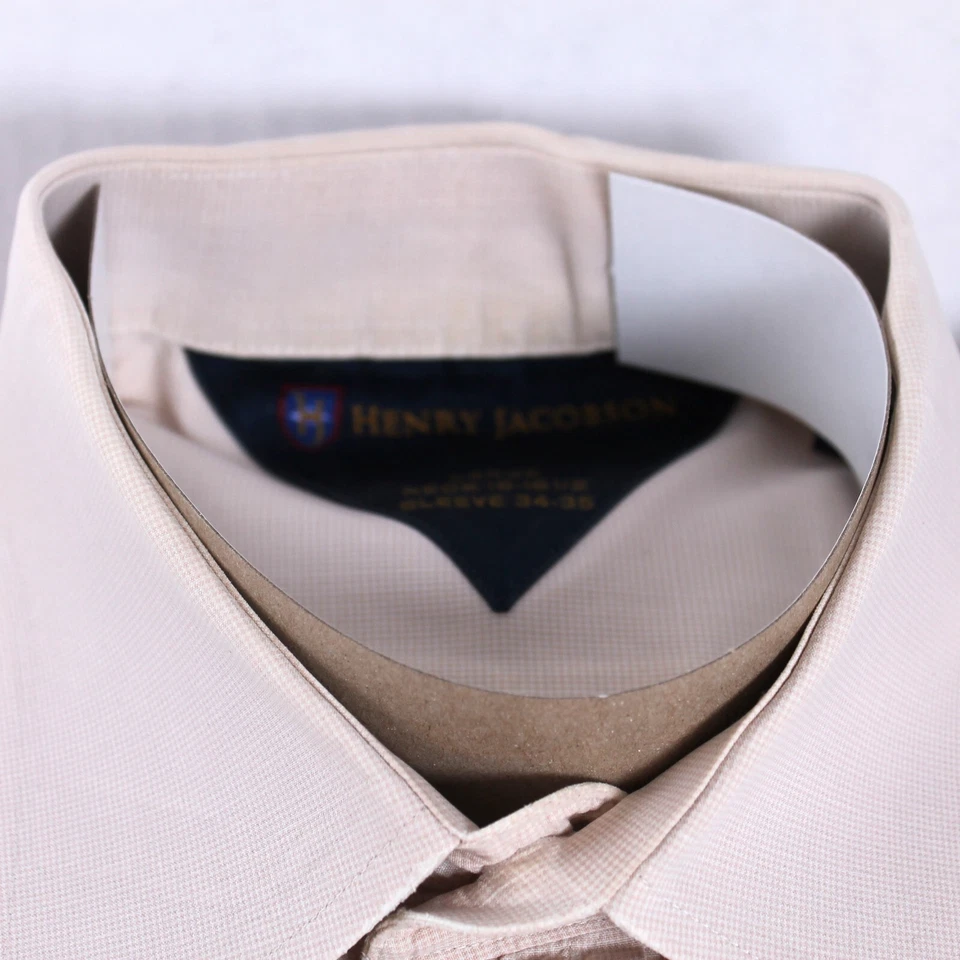 CAMISA DE VESTIR PARA HOMBRE Henry Jacobson Manga Larga Beige Abotonada Talla 16/34 Foto 2 de 3