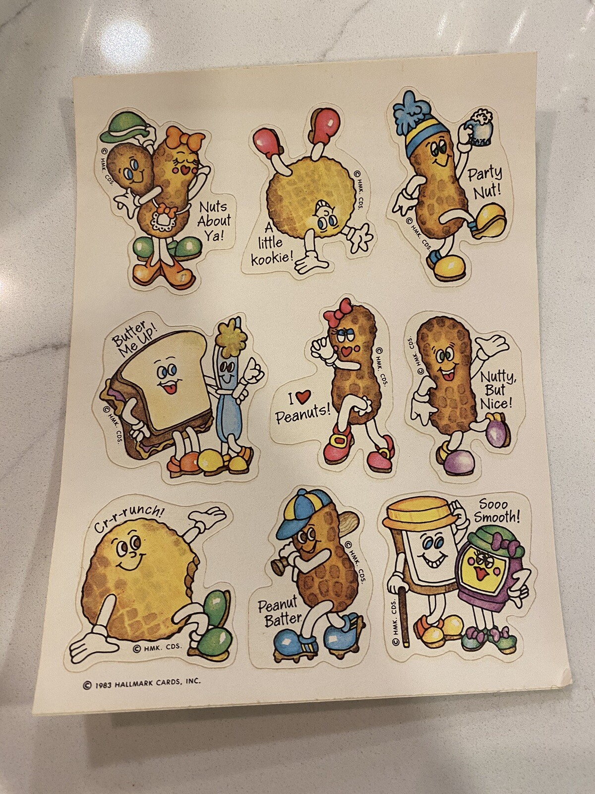 Hallmark Vintage 1983 Stickers Scratch N Sniff Peanut Butter Peanuts Jelly