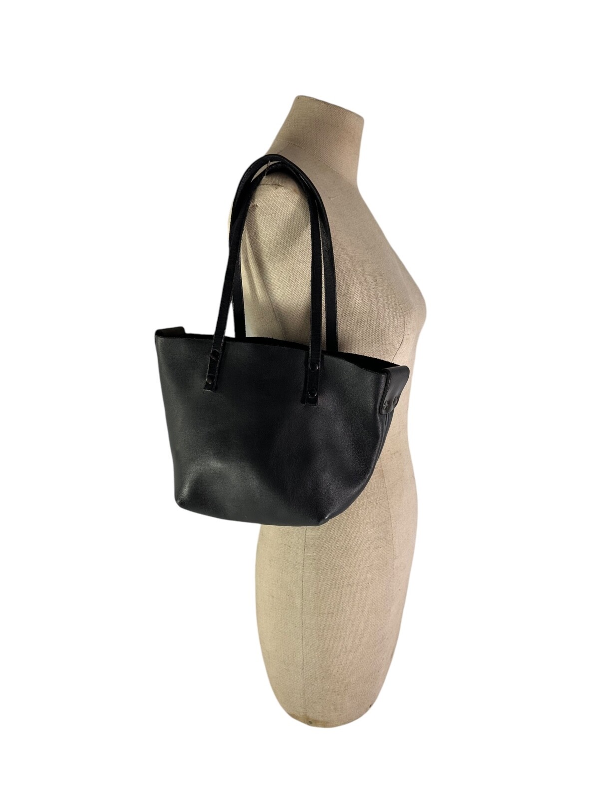 Handmade Mini ONE RED PAW Black Leather Tote Bag Genuine