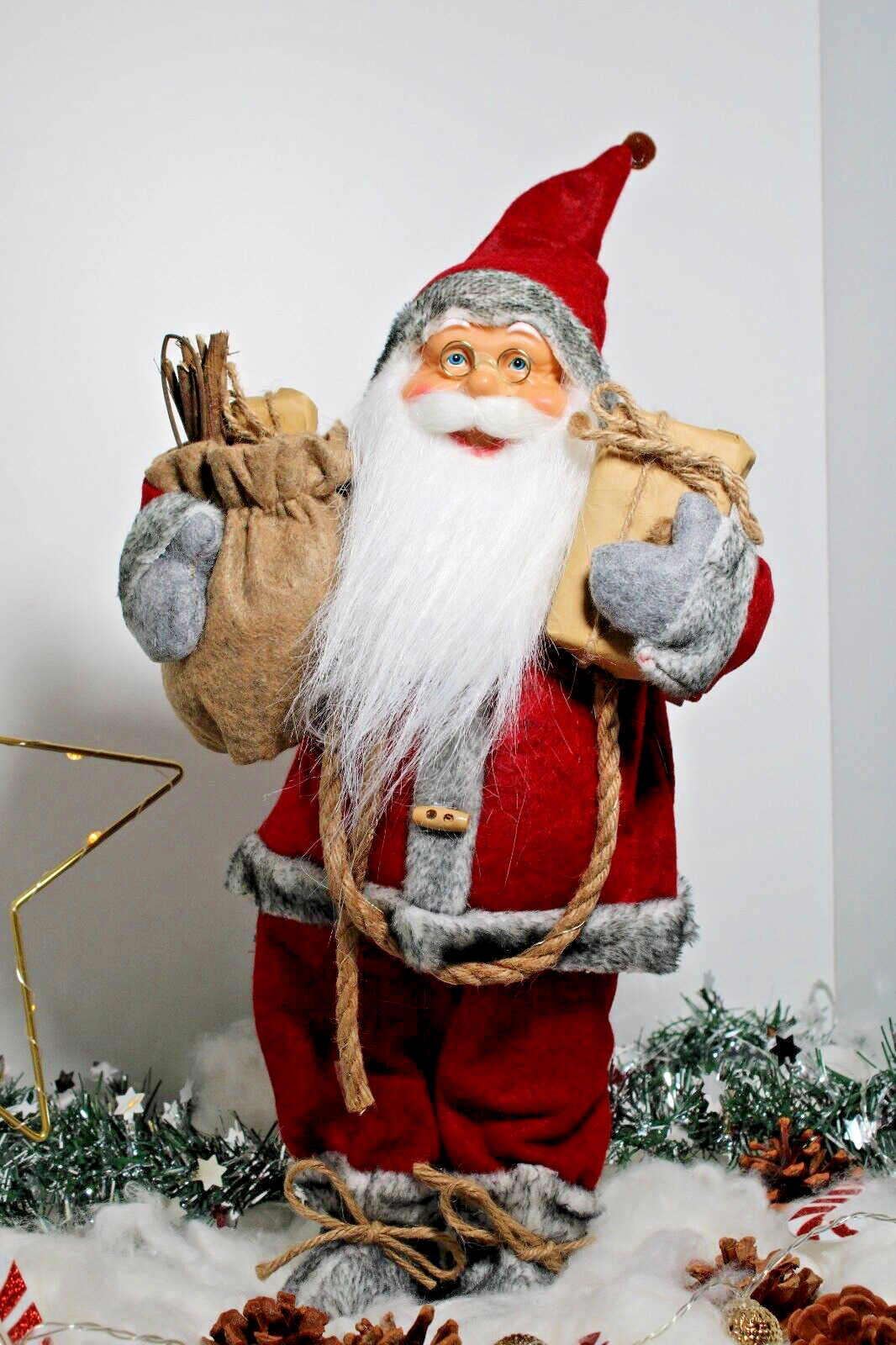 Deko Weihnachtsmann Figur 40cm Santa Claus Nikolaus Weihnachten XXL Deko Rot