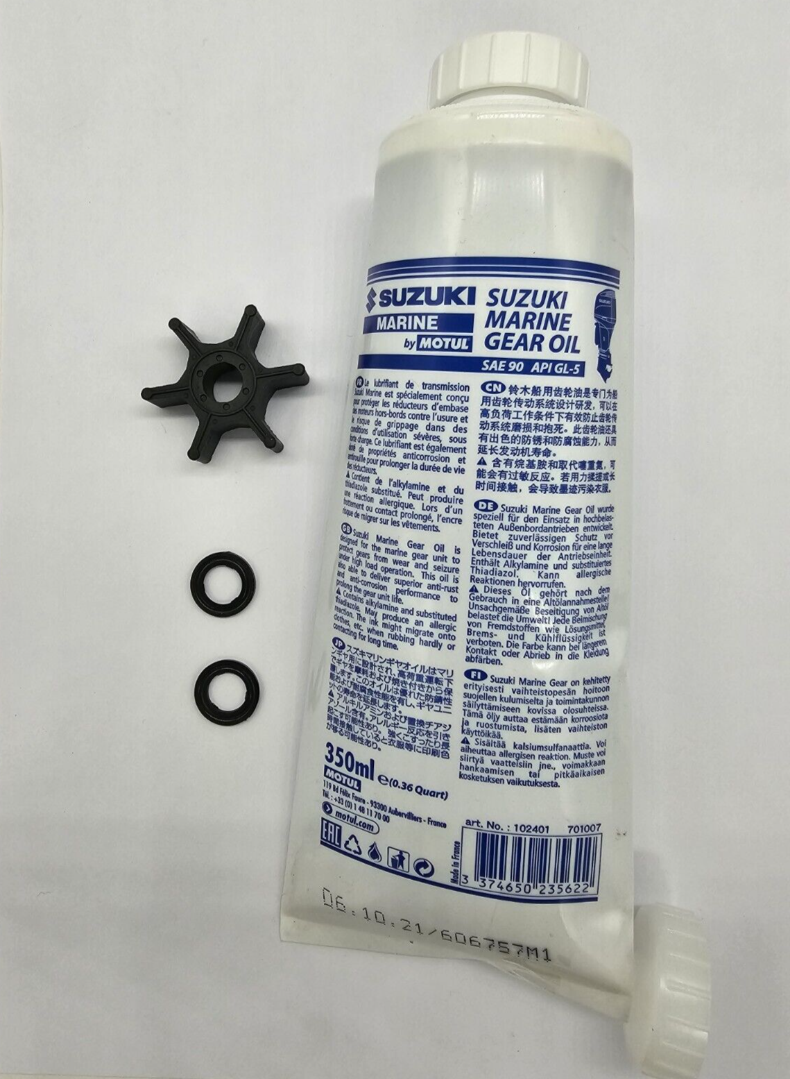 Water pump Impeller& Gear Oil  Suzuki outboard 2.5 HP 4 stroke 17461-97JM0 DF2.5