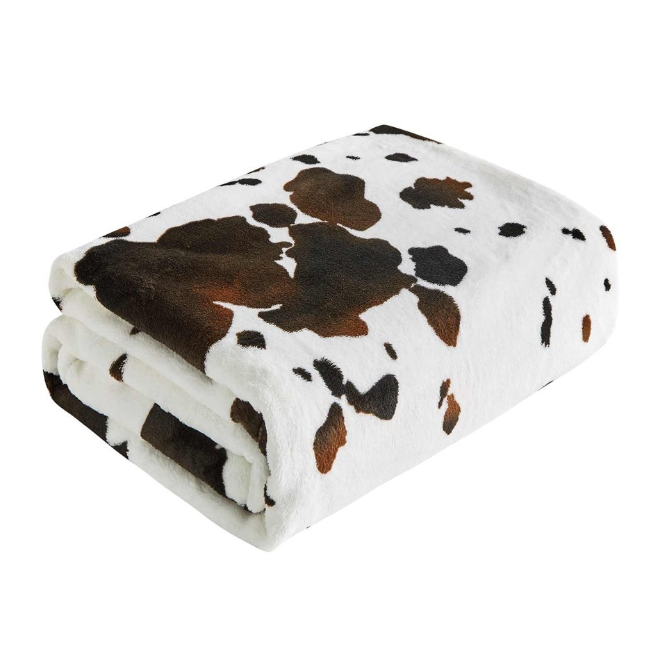 Cow Print Throw Blanket Non Shedding MilkyPlush™ Fleece 330GSM Thick