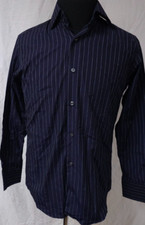 Banana Republic Mens Small 14-14.5 Navy Blue Stripe Long Sleeve Button Up Shirt