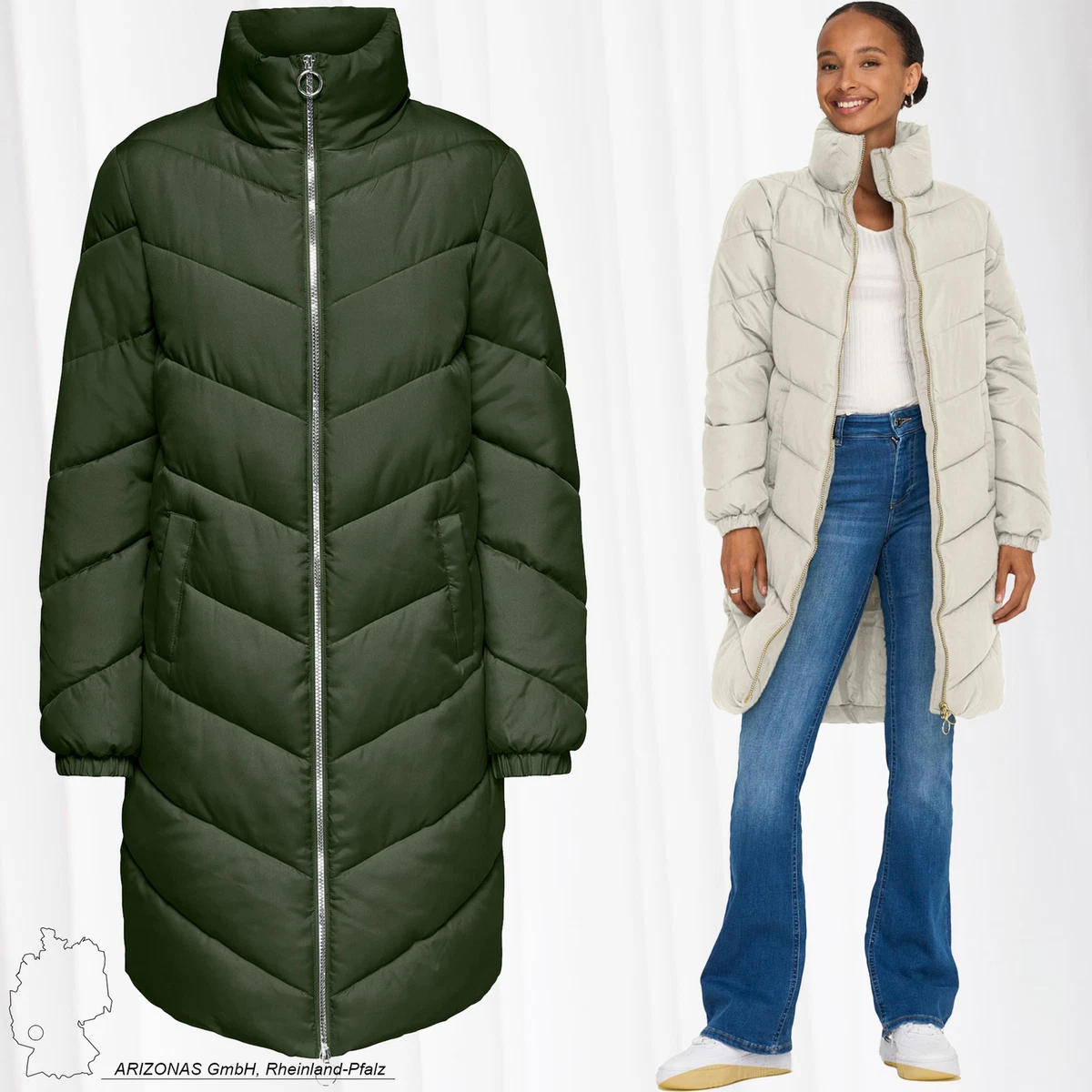 Women JDY Winter Quilted Coat with Stand Up Collar Puffer Jacket