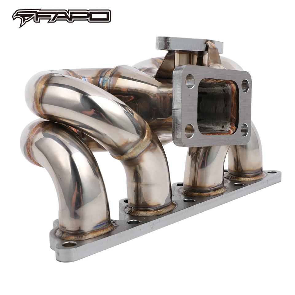 FAPO Turbo Manifold for Honda Civic del Sol CRX D15 D16 SOHC T3 38mm WG Ram Horn - Image 2 of 4