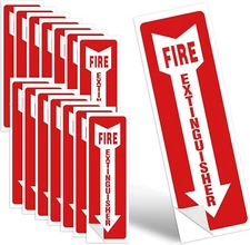 15 Pack Fire Extinguisher Signs 4"x12" Self Adhesive Safety Sticker Fire Sign