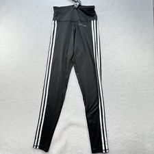 Adidas White 3-Stripe Black Track Pants Leggings Climalite- Size XS Womens