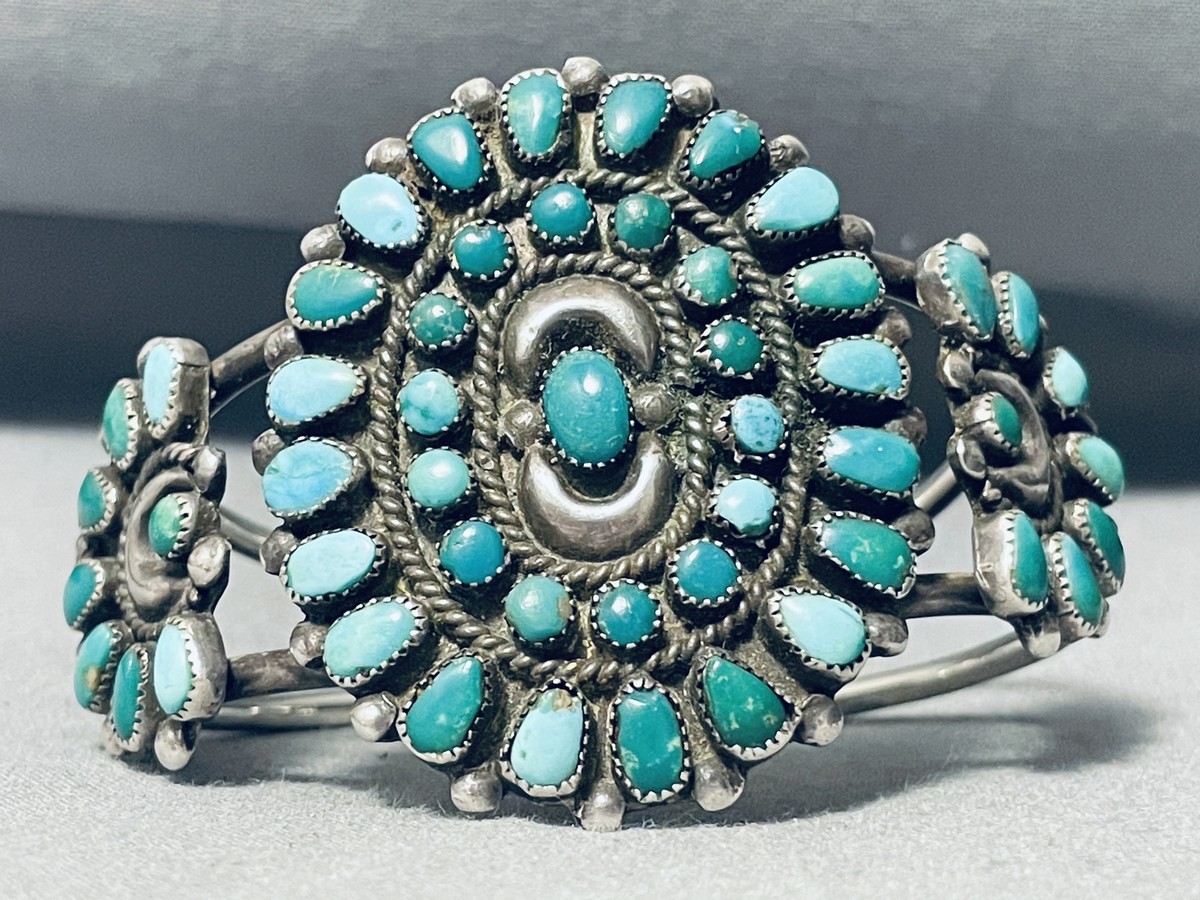 MUSEUM QUALITY EARLY VINTAGE NAVAJO TURQUOISE STERLING SILVER