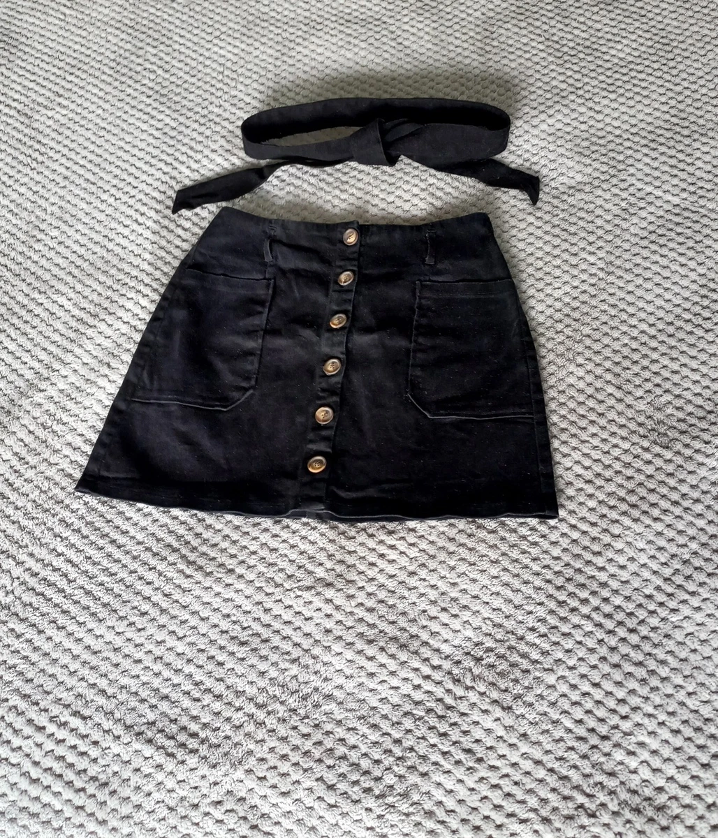 Black denim skirt clearance dotti