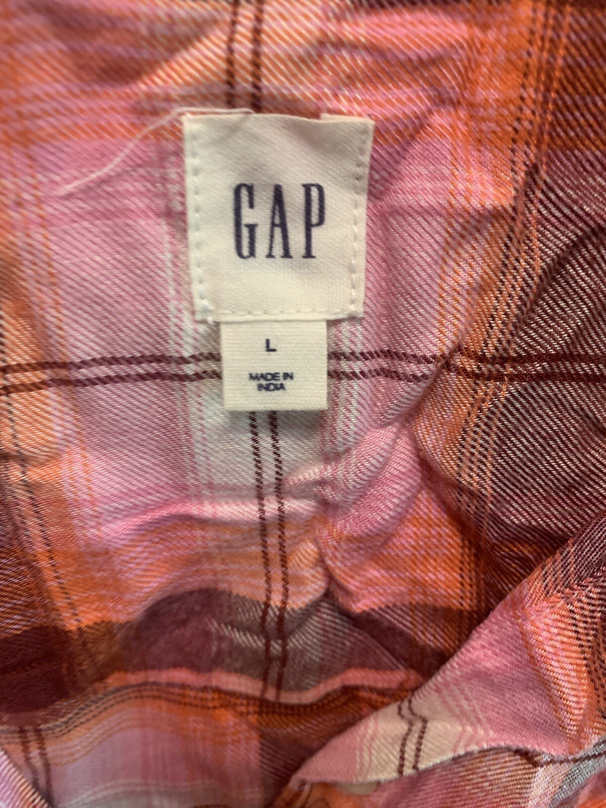 Gap Sz Large Red Plaid Button Down Euc - image 4