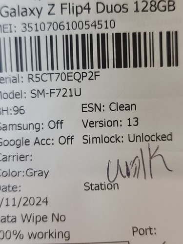 Samsung Galaxy Z Flip4 SM-F721U,128 GB, Gray, Unlocked,Fair Condition:QA686 - Zdjęcie 9 z 9