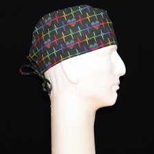 Heart Beat Rainbow Celebration Medical Theme on Black Scrub Hat