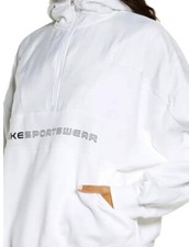 AUTHENTIC NIKE WOMEN SPORTSWEAR 1/2 ZIP QZ MIX STREET HOODIE CZ8864-100
