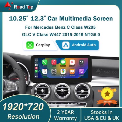 Wireless CarPlay 12.3 inch Touch Screen Car Stereo NTG5.0 Benz C W205 GLC V W447