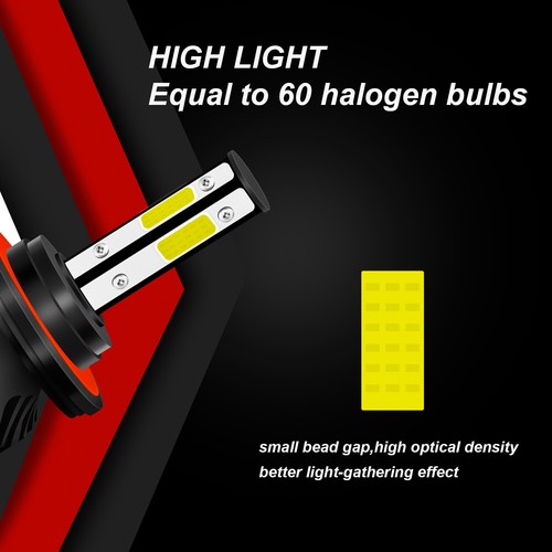 For 2007-2013 GMC Yukon Denali 4X 6000K Front LED Headlight &Fog Light Bulbs Kit - Picture 3 of 12