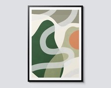 Boho Collection Abstract Portrait Print, Scandi Style Wall Art, Green and Beige