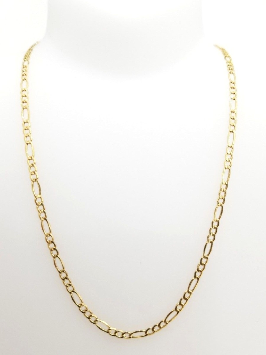Real Italian 10k Yellow Gold Figaro Chain Necklace 2MM 20