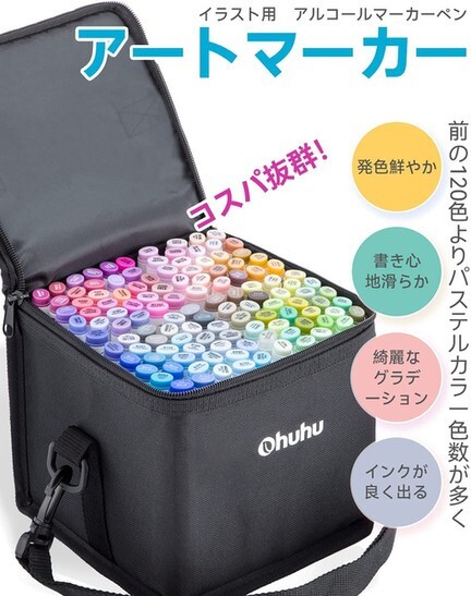 Ohuhu 120 Color Alcohol Markers Set Dual Tip Fine & Bold