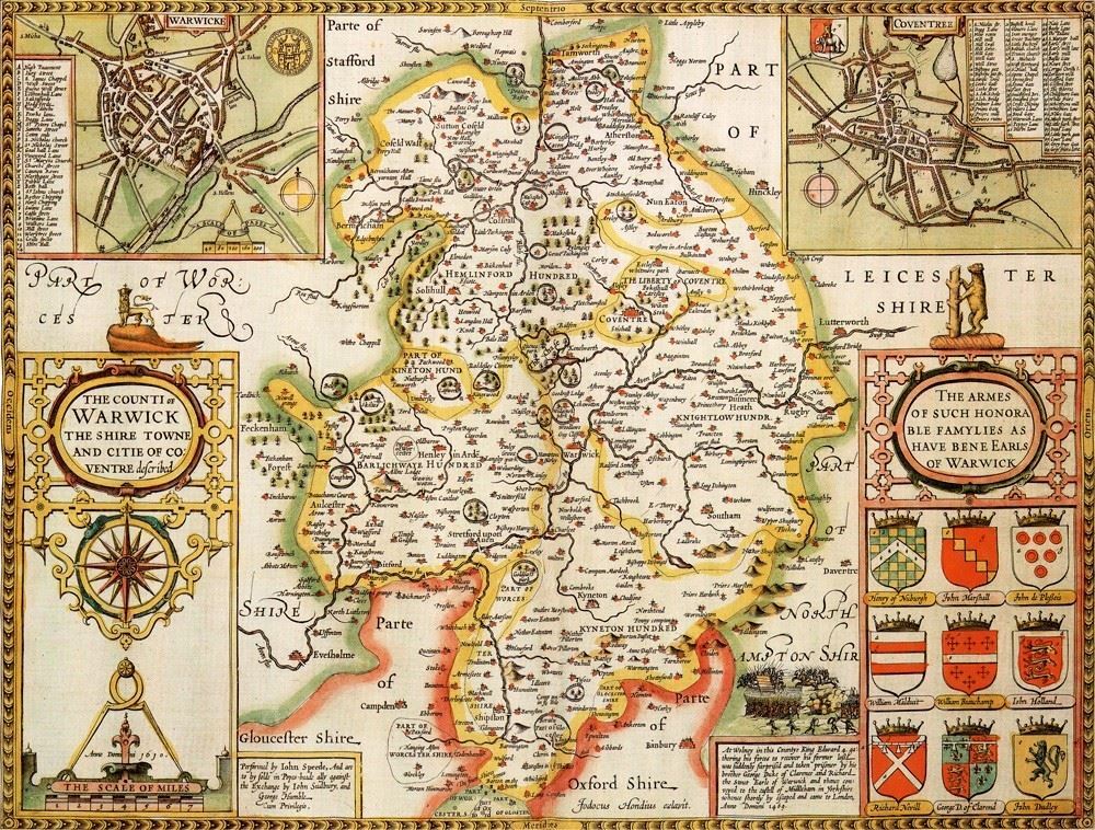 Warwickshire Historical Map 1000 Piece Jigsaw Puzzle (1610) - John Speed