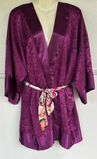 Victoria's Secret Gold Label Robe Kimono M/L Vintage Purple Floral Cute Y2K