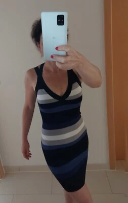 Karen millen kleid schwarz lila blau grau weiß gr. 34 xS s - Bild 1 von 2