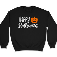 Happy Halloween Sweatshirt Fall Season Ghosts Skeletons