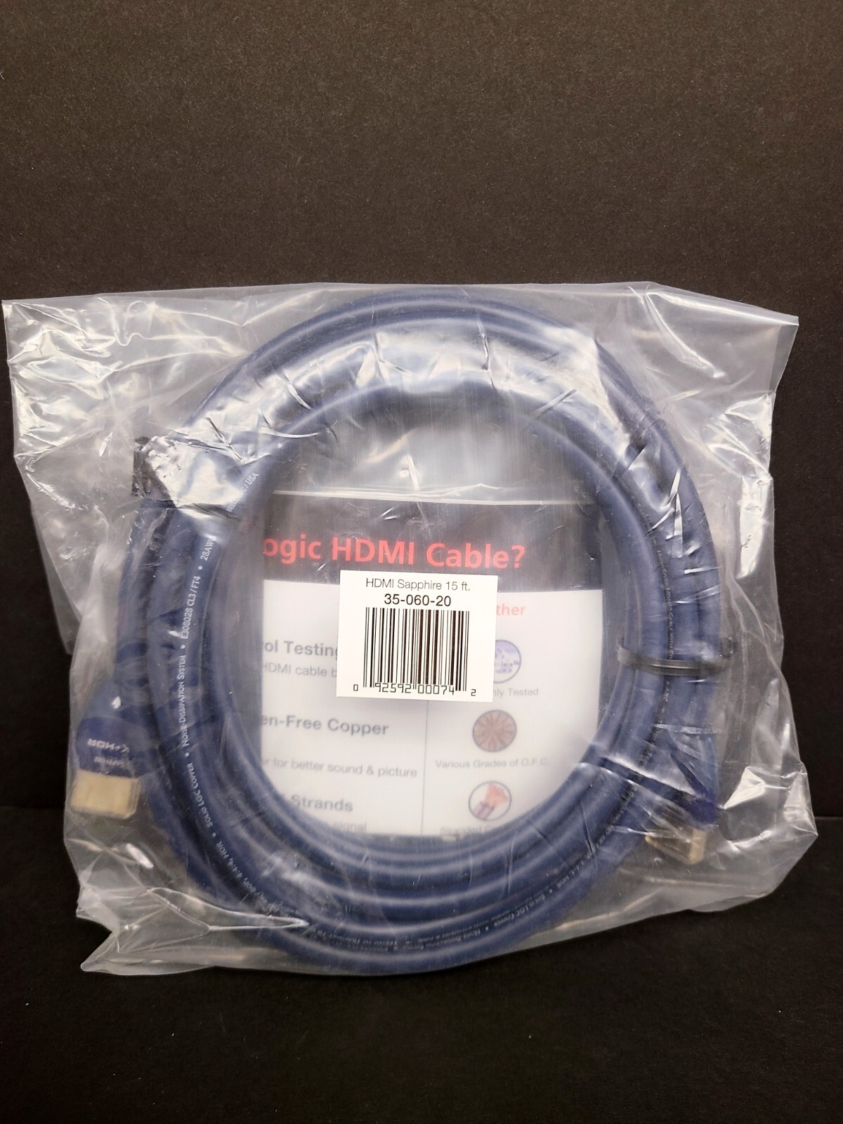 WireLogic Sapphire (By AudioQuest) HDMI Cable: 15 Ft, 18 Gbps, 4K Ultra HD