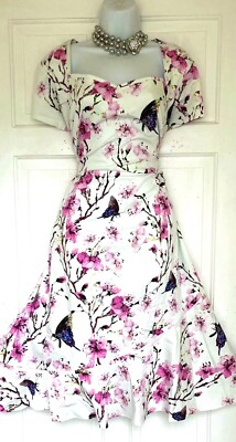 JOE BROWNS BUTTERFLIES & FLORAL PRINT COCKTAIL PARTY KLEID GR. 32 NEU
