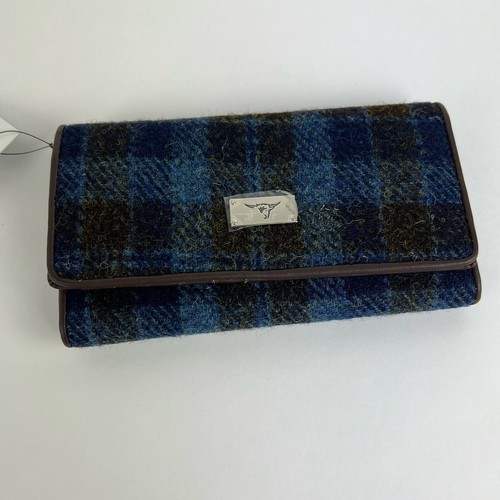 Auténtica cartera larga Harris Tweed azul/marrón tartán para dama LB2106-COL40 - Imagen 3 de 6
