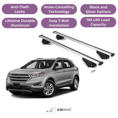 ERKUL Roof Rack Cross Bars for Ford Edge 2015-2024 with Flush Rails - Silver