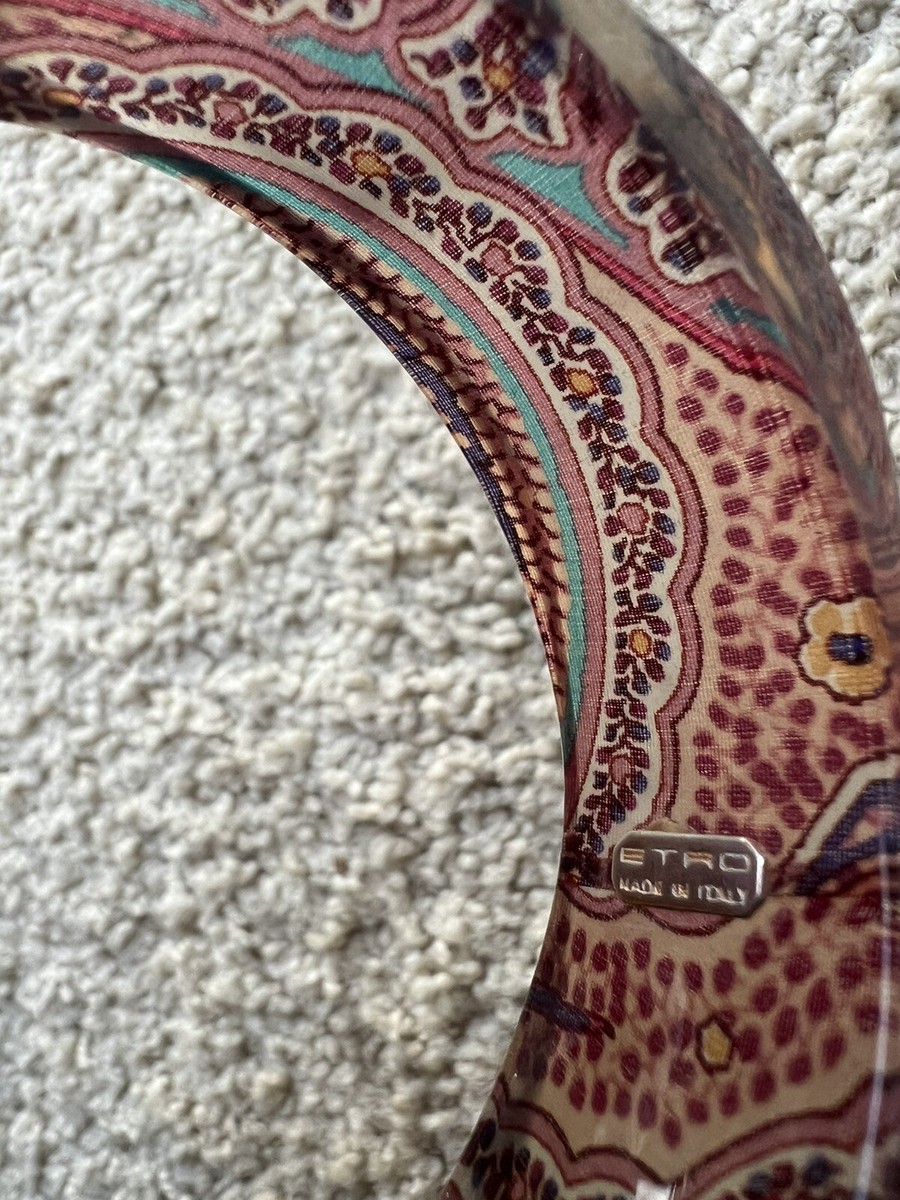 ETRO Italian Resin Bangle Bracelet, Multicolored Fabric Embedded