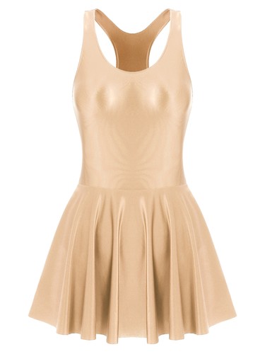 Sexy Para mujeres Sin mangas Cuello en U Tanque Patinador Vestido Aceitoso Brillante Plisado Mini Vestido - Imagen 83 de 106